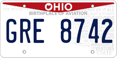 OH license plate GRE8742