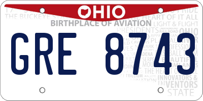 OH license plate GRE8743
