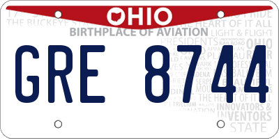 OH license plate GRE8744