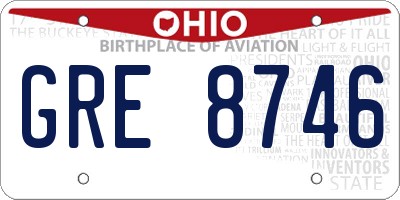 OH license plate GRE8746