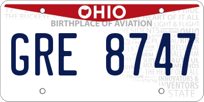 OH license plate GRE8747