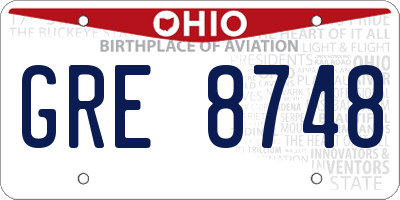 OH license plate GRE8748