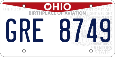 OH license plate GRE8749
