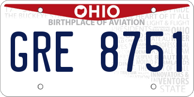 OH license plate GRE8751