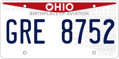 OH license plate GRE8752