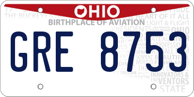 OH license plate GRE8753