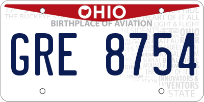 OH license plate GRE8754
