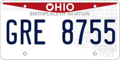 OH license plate GRE8755