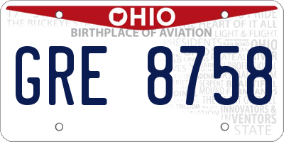 OH license plate GRE8758