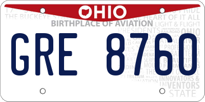 OH license plate GRE8760