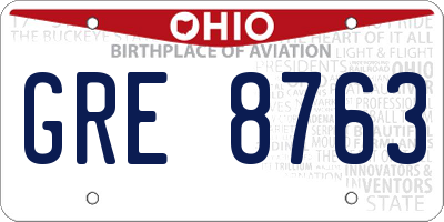 OH license plate GRE8763