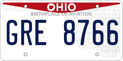 OH license plate GRE8766