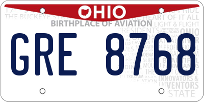 OH license plate GRE8768