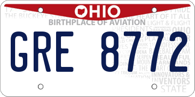 OH license plate GRE8772