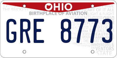 OH license plate GRE8773