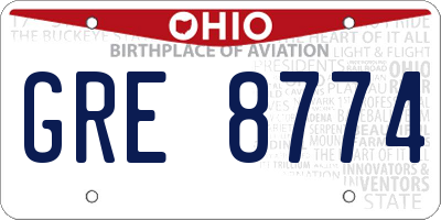 OH license plate GRE8774