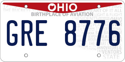 OH license plate GRE8776
