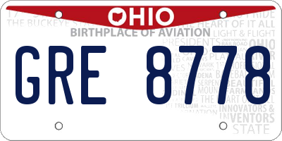 OH license plate GRE8778
