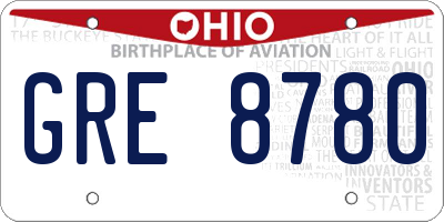 OH license plate GRE8780
