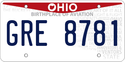 OH license plate GRE8781