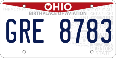 OH license plate GRE8783