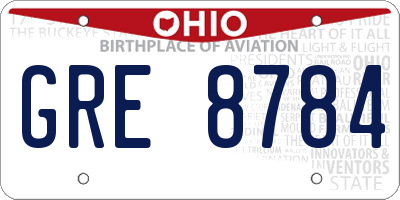 OH license plate GRE8784