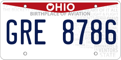 OH license plate GRE8786