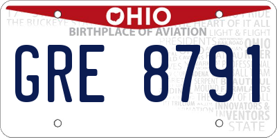 OH license plate GRE8791