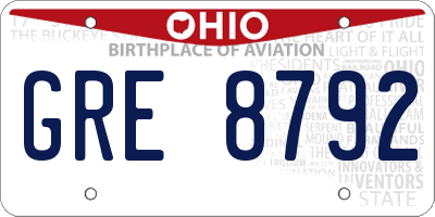OH license plate GRE8792