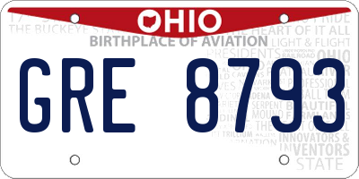 OH license plate GRE8793
