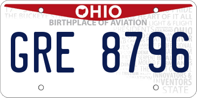 OH license plate GRE8796