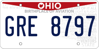 OH license plate GRE8797