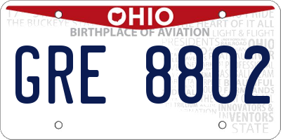 OH license plate GRE8802