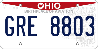 OH license plate GRE8803