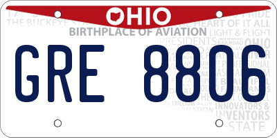OH license plate GRE8806