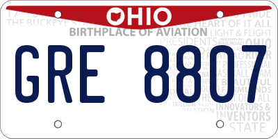 OH license plate GRE8807