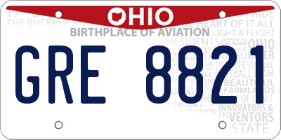 OH license plate GRE8821