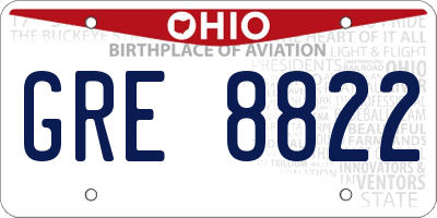 OH license plate GRE8822