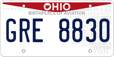 OH license plate GRE8830