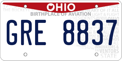 OH license plate GRE8837