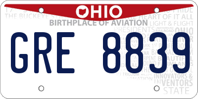 OH license plate GRE8839