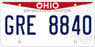 OH license plate GRE8840