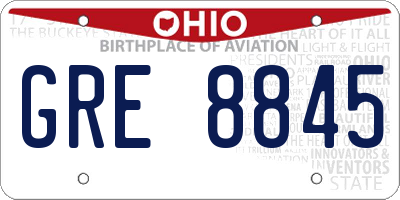 OH license plate GRE8845