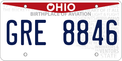 OH license plate GRE8846