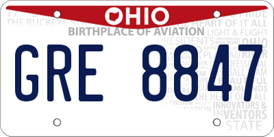 OH license plate GRE8847