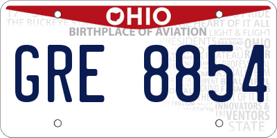 OH license plate GRE8854