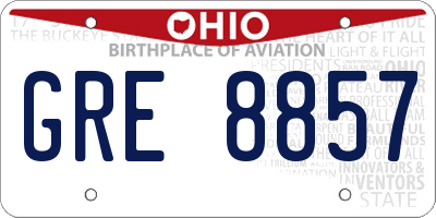 OH license plate GRE8857