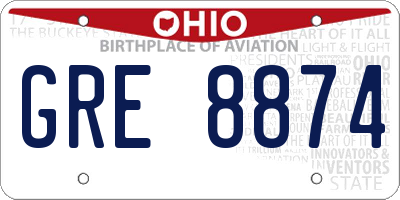 OH license plate GRE8874