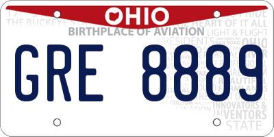 OH license plate GRE8889