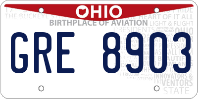 OH license plate GRE8903